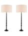 Paire de lampes de table laqué noir piano et base en granit noir.