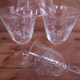 4 tulip-shaped white wine glasses Enghien 60's
