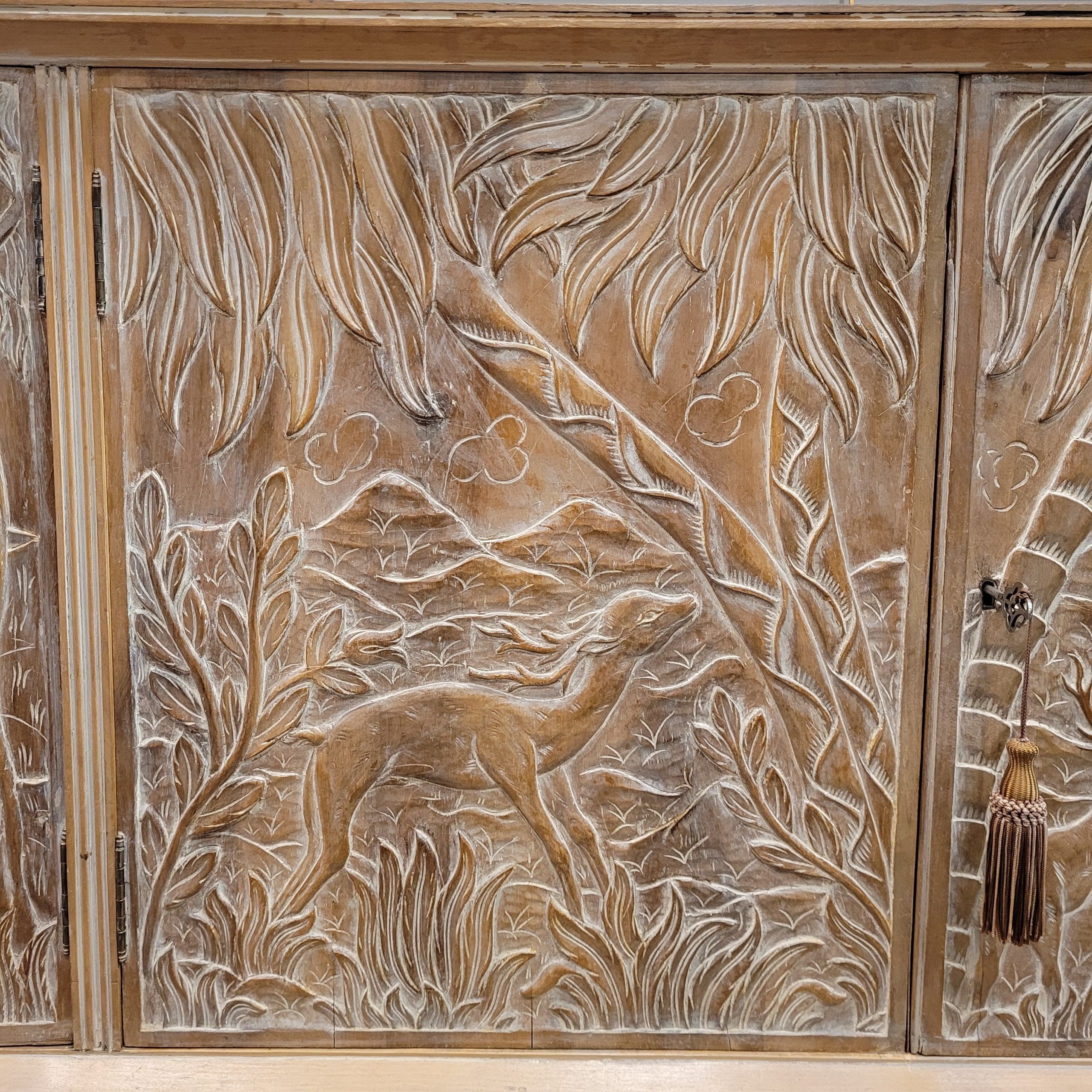 Enfilade / buffet, by Rafael García Nicolau, carved oak, Mid-century, 1970s – Spain