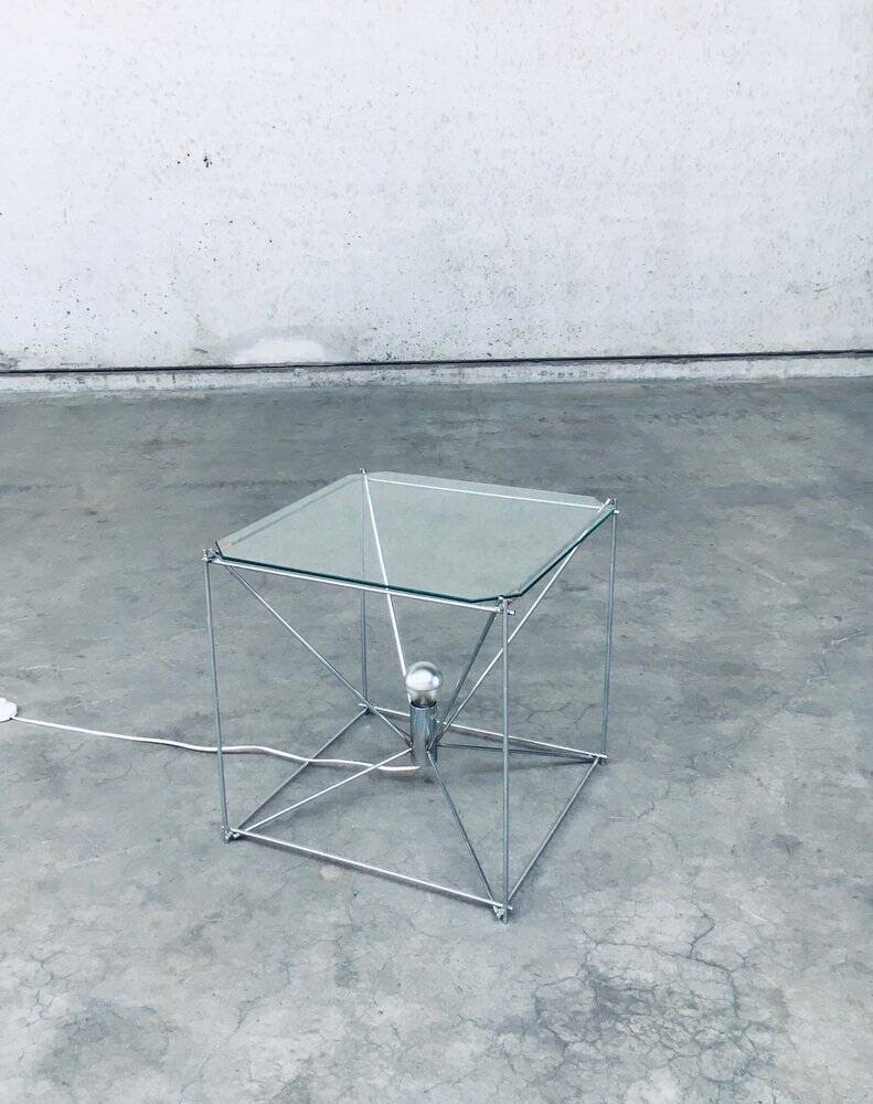 Cubist coffee table with lamp attributed to Max Sauze, France 1960s