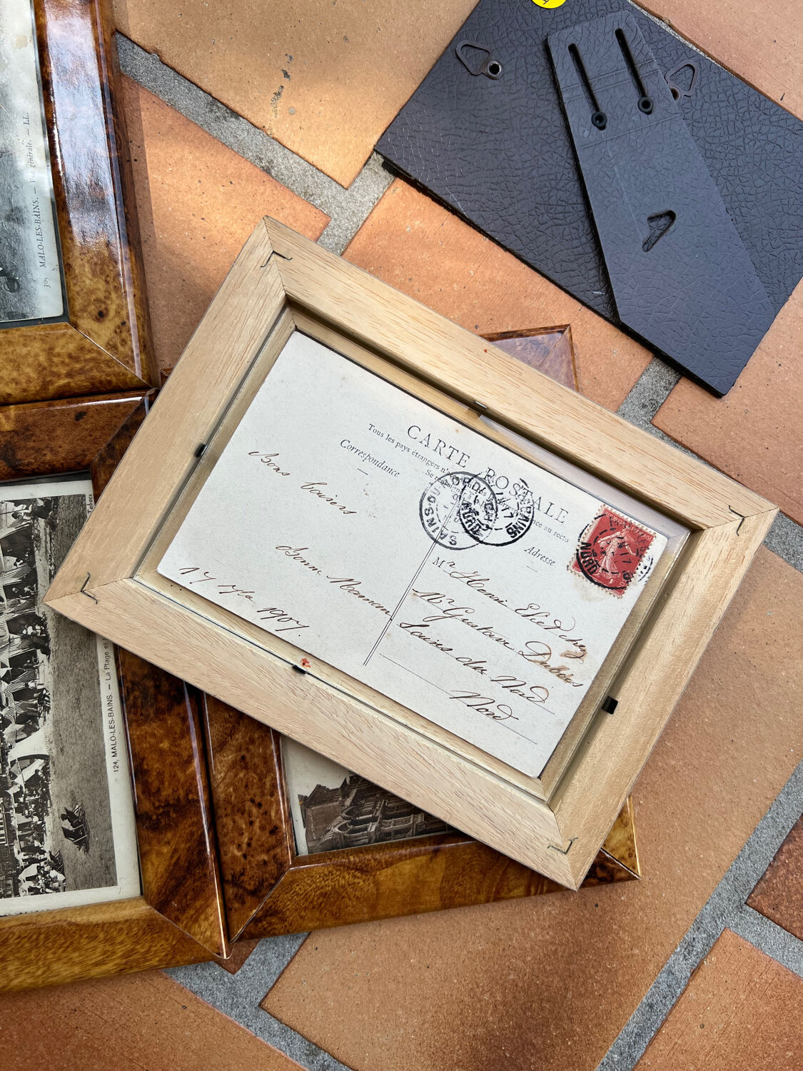 Set of 4 old postcard frames