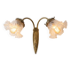 Double bronze wall light with glass tulips Art Deco