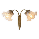 Applique Double en Bronze avec tulipes en verre Art deco