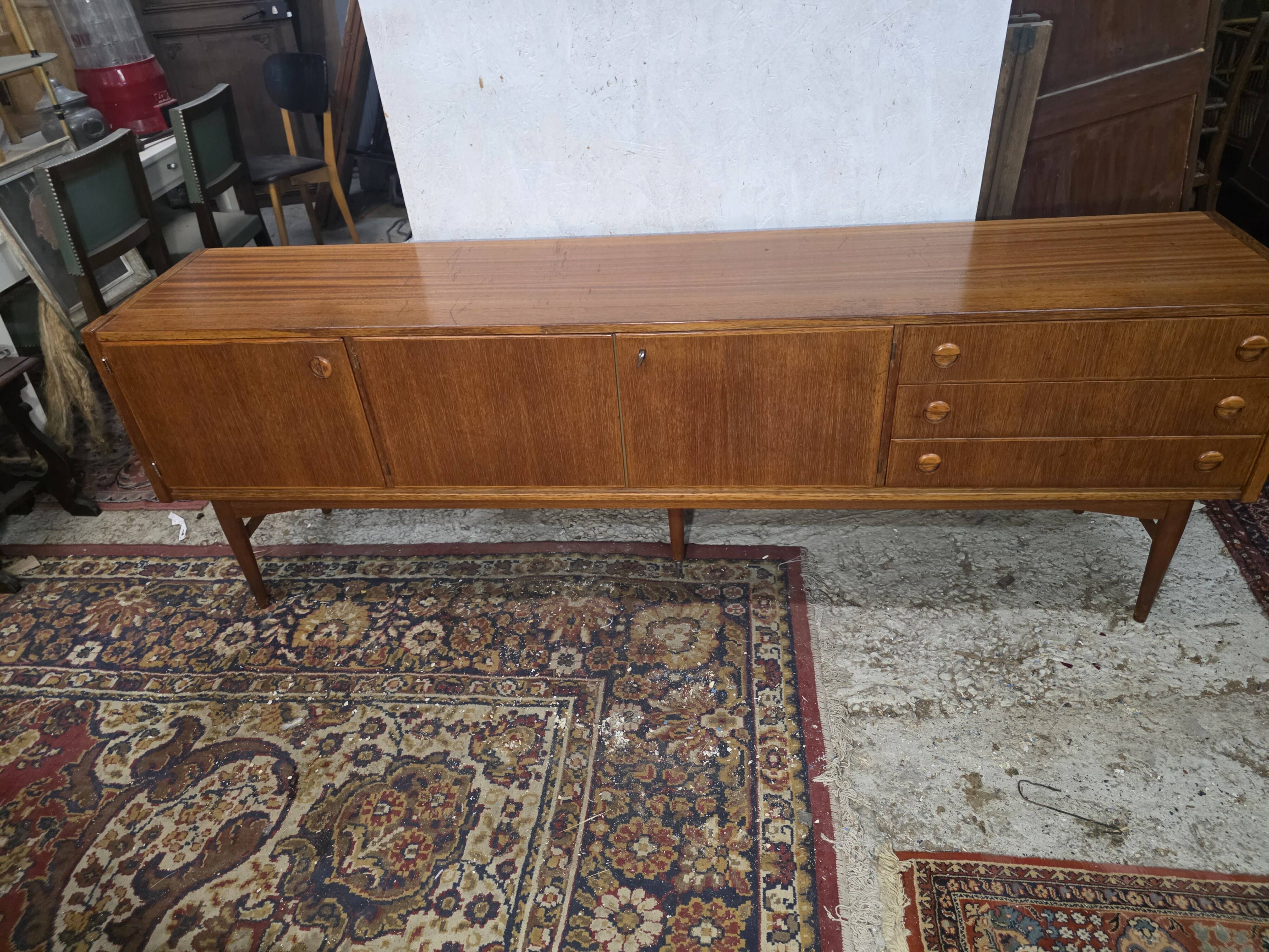 Scandinavian teak enfilade from the 1960s / 222cm in length.