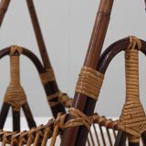 Vintage rattan magazine rack F.lli Castano 1950s