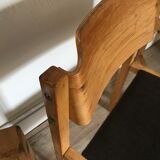 Set of 4 vintage chairs 1980's in beech, thermoformed on the back