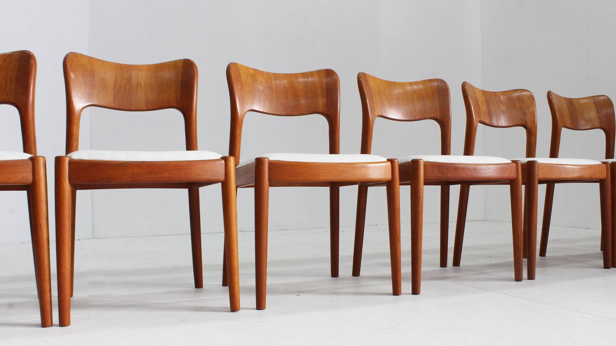 Set of 8 vintage Danish dining chairs by Niels Koefoed 1960s teak