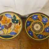 Pair of antique safi moroccan glazed terracotta dishes from the 50s