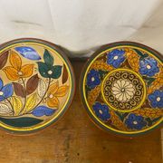 Pair of antique safi moroccan glazed terracotta dishes from the 50s