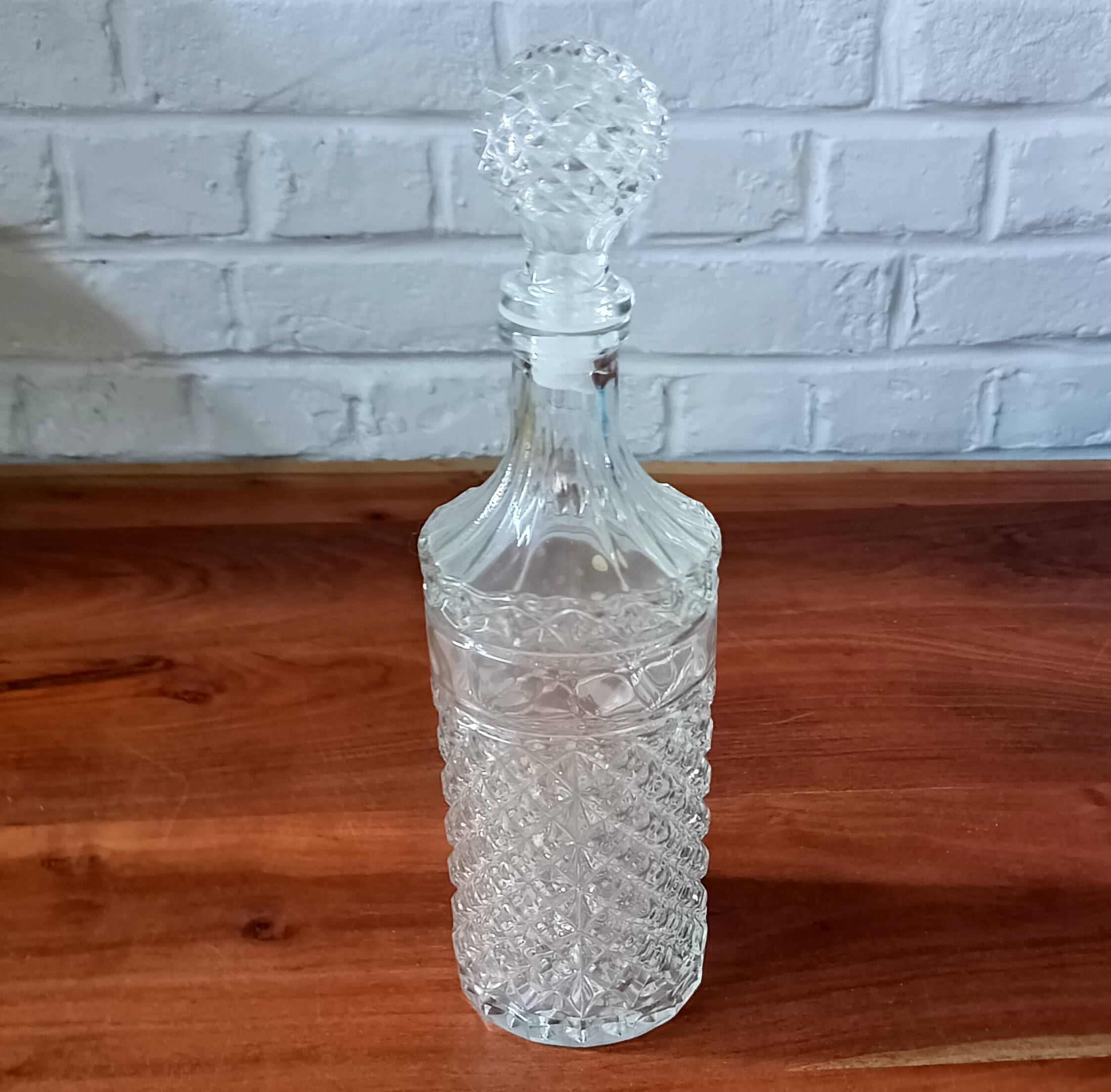 Vintage round clear glass carafe