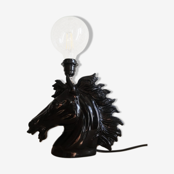 Black resin horsehead lamp foot - vintage