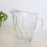 Pretty cast glass creamer, small milk jars, vintage, France, 1950