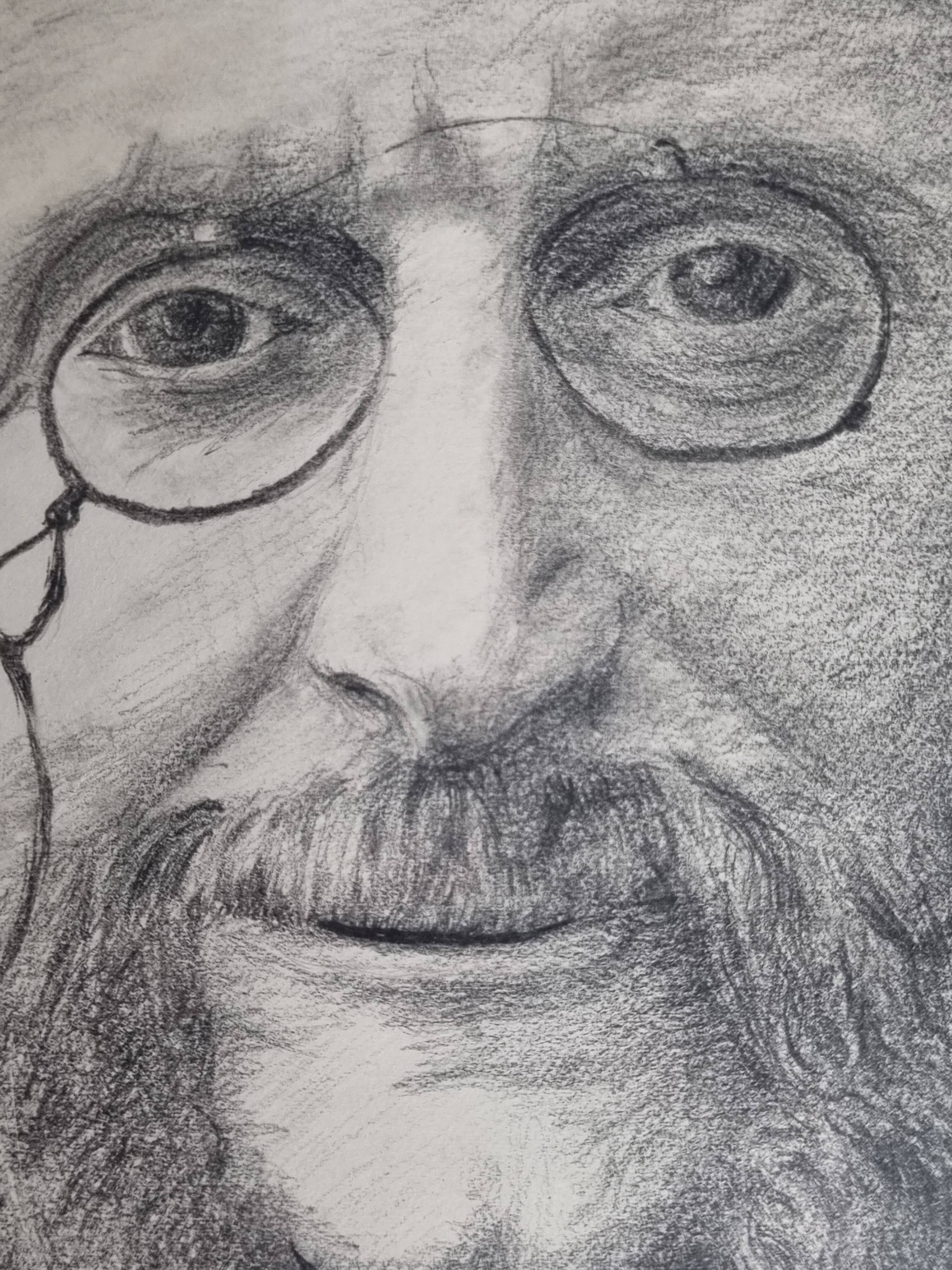 Portrait of Jacques Offenbach inspired by a photograph by Nadar, Framed and signed, 34 x 43 cm