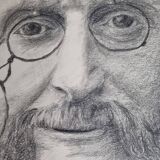 Portrait of Jacques Offenbach inspired by a photograph by Nadar, Framed and signed, 34 x 43 cm