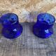 Pair of Vintage Cobalt Blue Moulded Glass Candle Holders #D991