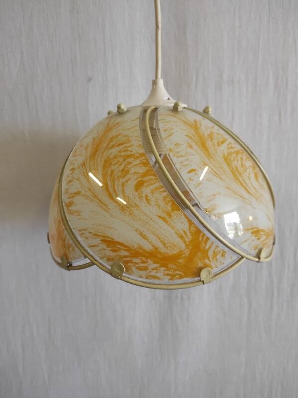Glass light fixture, yellow and white