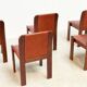 Set of six leather Italian dining chairs