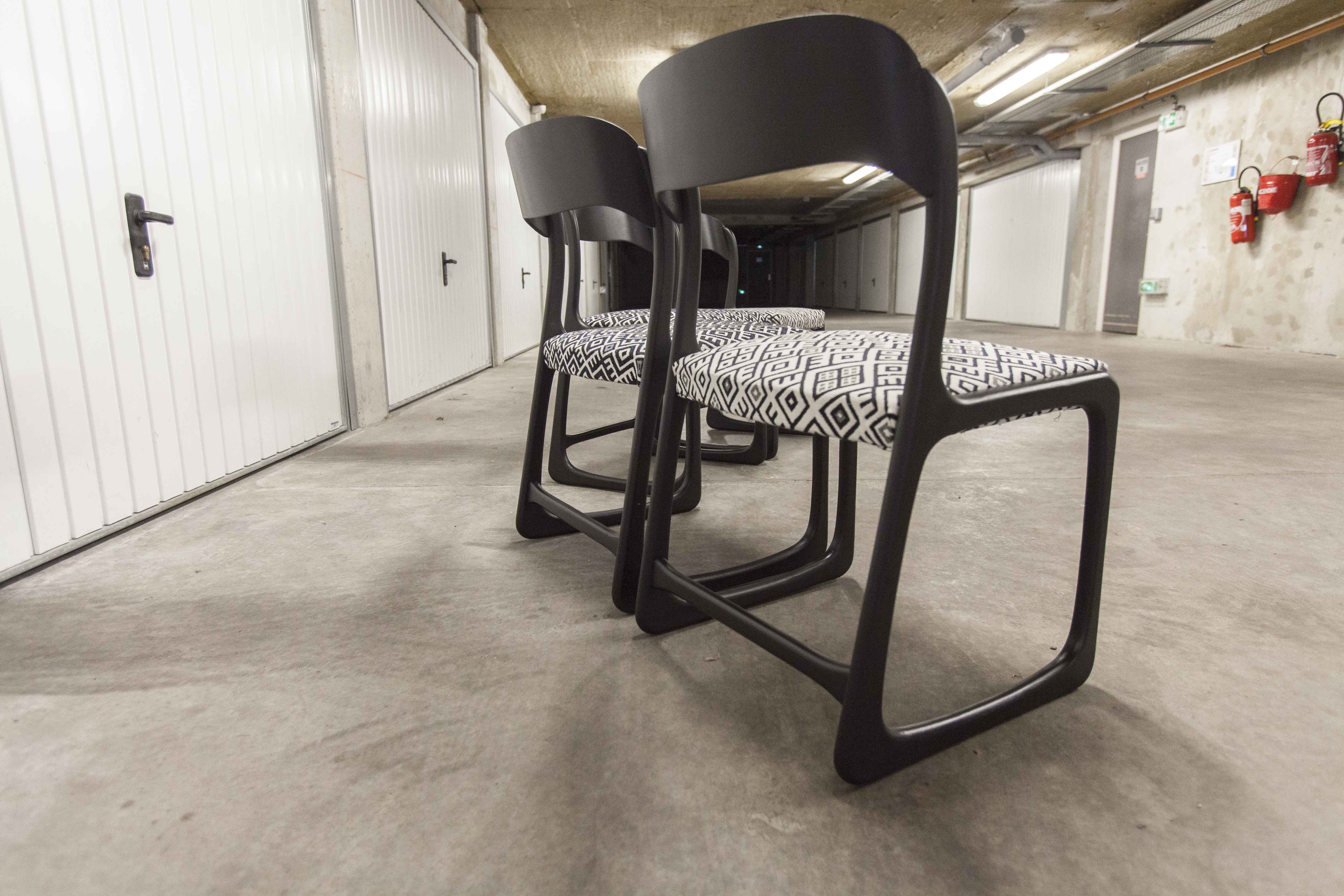Lot of 4 Baumann chairs flat sled restored