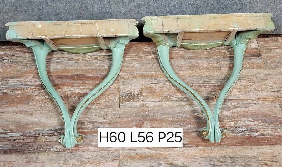 Pair of Venetian Louis XV style consoles in painted wood