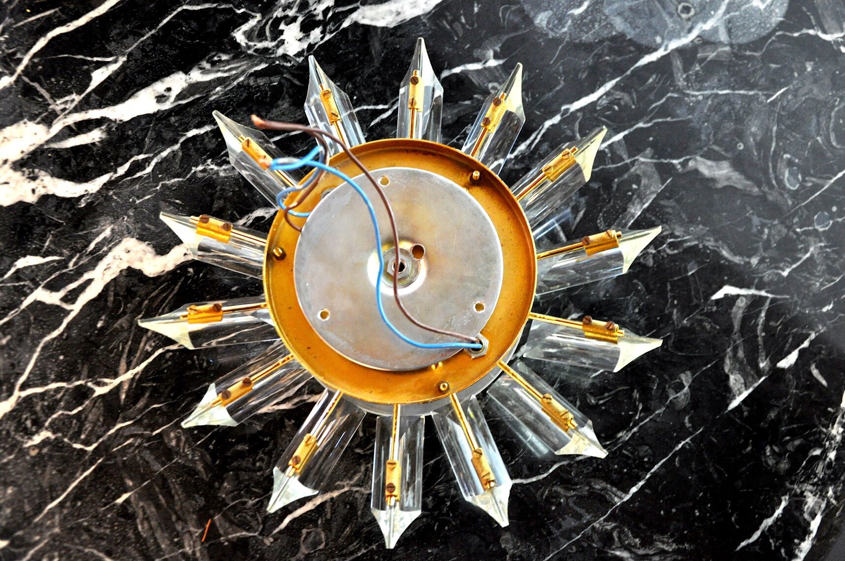 Wall lamp venini soleil, triedri glass, Italy, 1970