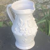 Carafe, pitcher signed Émile Tessier, Old France, in slip, ceramic