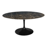 Originele ronde Knoll Tulip eettafel (137cm) Emperador glanzend NIEUWSTAAT!