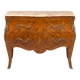 Louis XV style commode with marquetry and marble.