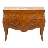 Commode style Louis XV marqueterie et marbre