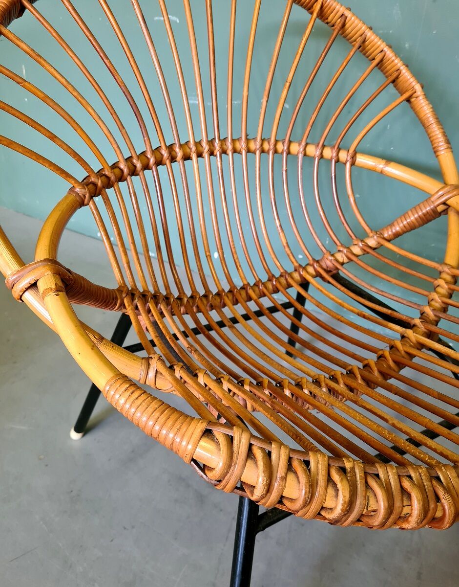 Vintage Dirk Van Sliedrecht Rattan Chair.