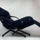 Fauteuil lounge italien vintage bleu marine foncé par Osvaldo Borsani pour Tecno, 1950