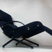 Midcentury dark navy blue Italian lounge chair by Osvaldo Borsani for Tecno, 1950s