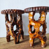 Pair of vintage 1960s brutalist side tables