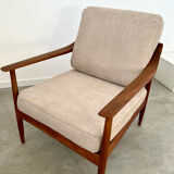 Old vintage teak armchair design Walter Knoll for Knoll Antimott Germany 1960s