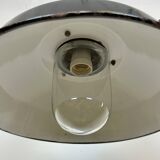 Industrial black enamel factory pendant lamp, 1950s