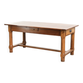 French dining table from the 18th century with a fruitwood top and oak base
