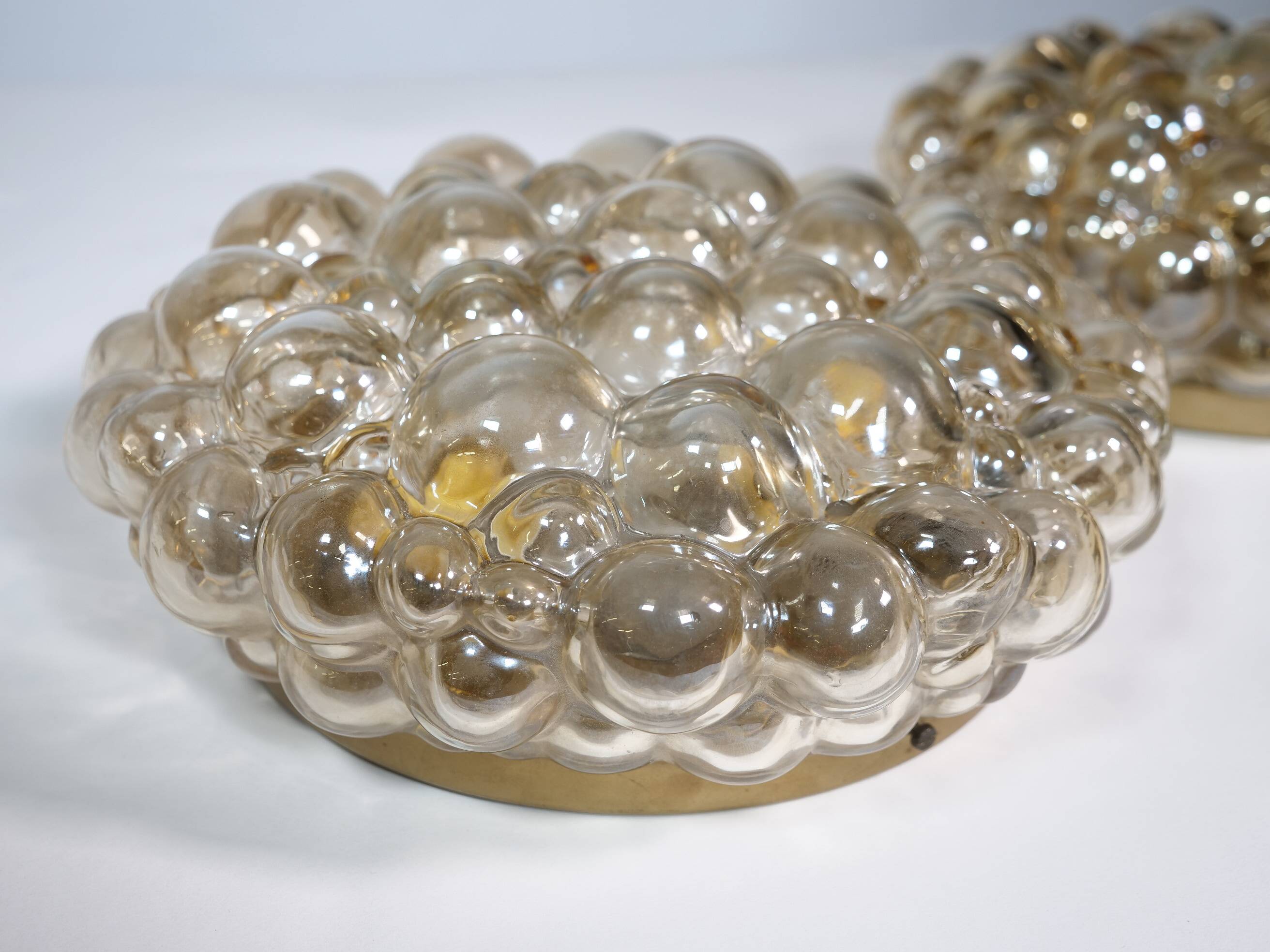 Plafonniers en verre bullé par Helena Tynell pour Glashütte Limburg, lot de 2