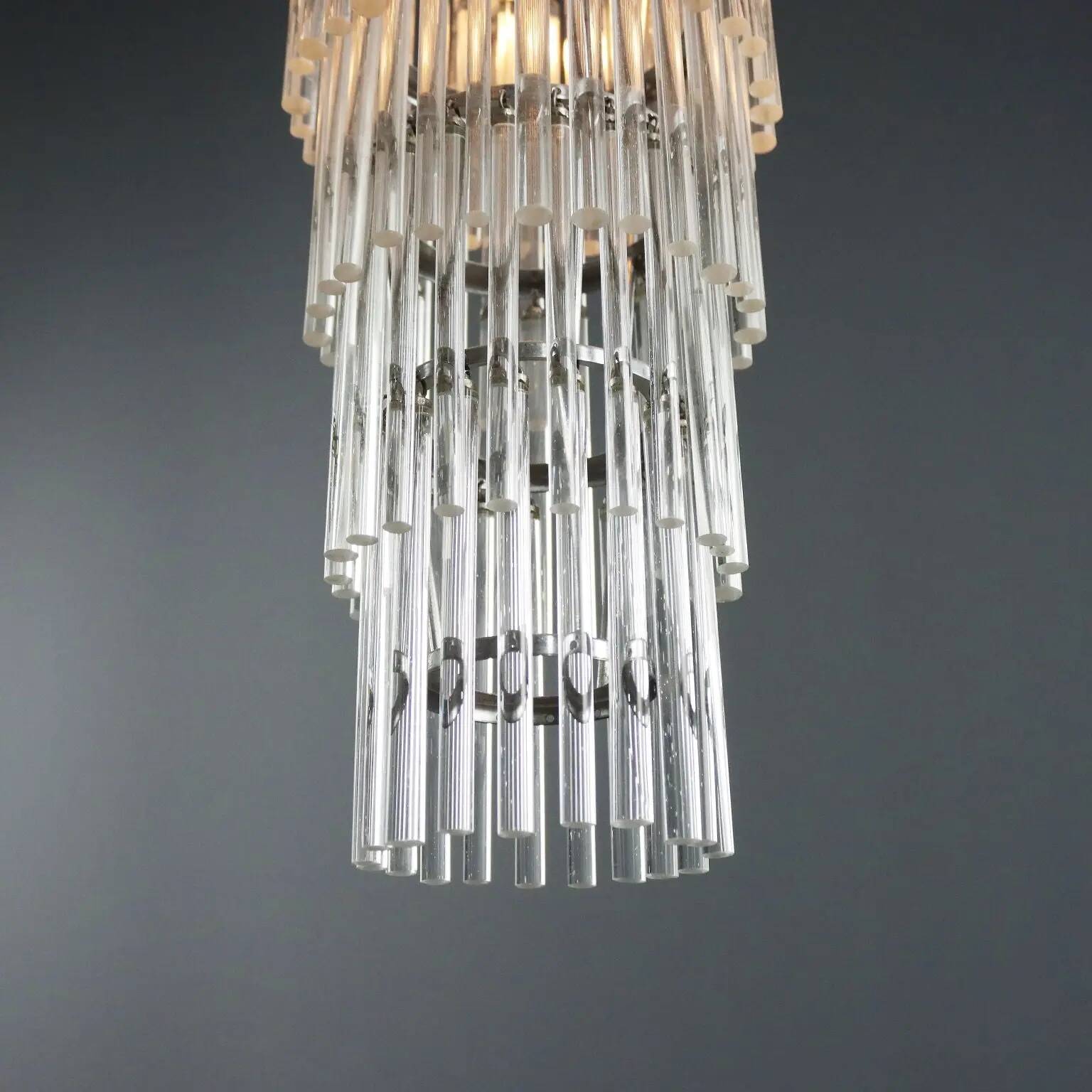 Vintage transparent glass pendant, Italian design, 1990s.