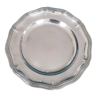 Christofle round silver metal dish with punches ø 33 cm