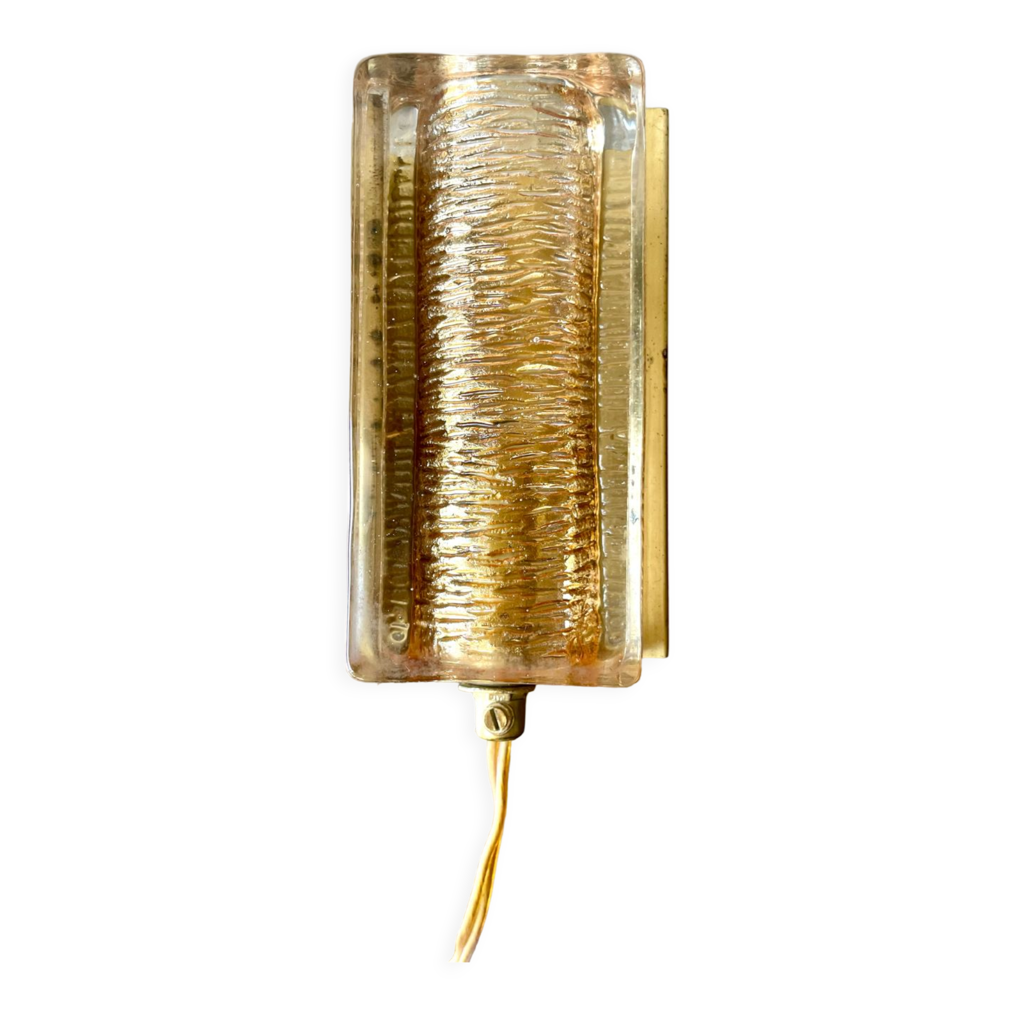 Scandinavian midcentury wall light in crystal and brass