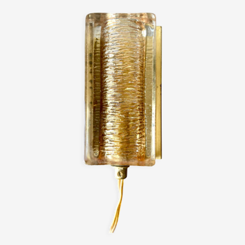 Scandinavian midcentury wall light in crystal and brass