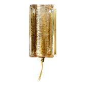 Scandinavian midcentury wall light in crystal and brass