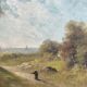 Antique oil painting on canvas, landscape, signed Lucien Félix Henry, 19th century