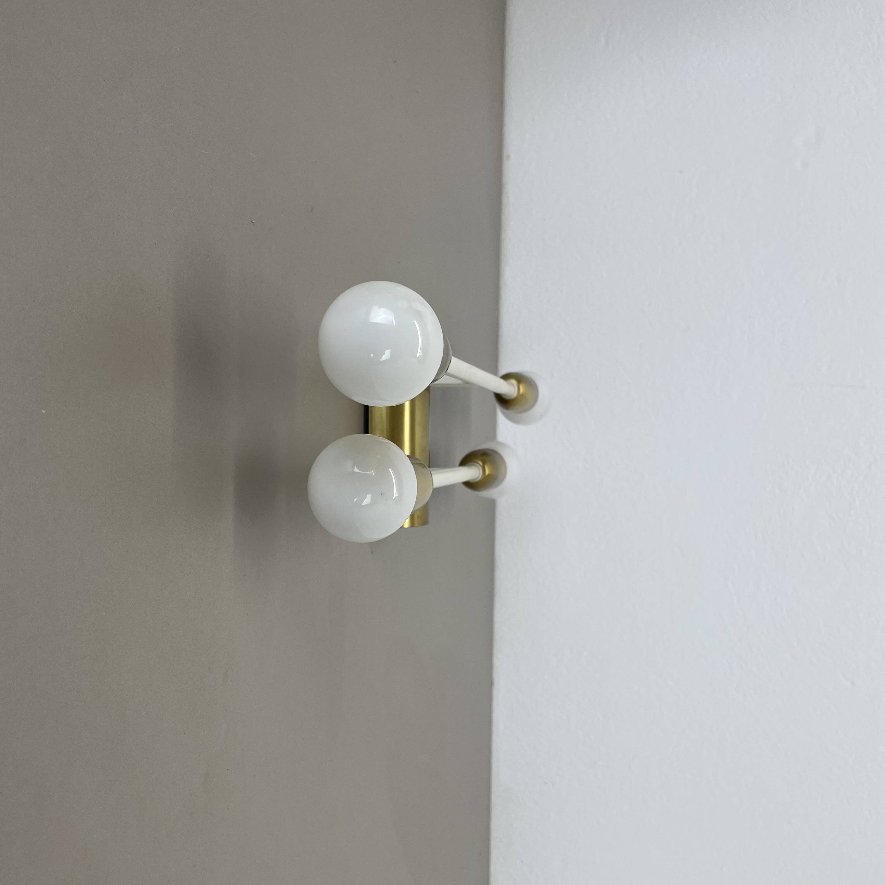 Rare Minimalist 37cm Brass Stilnovo Style Theatre Wall Light Sconce, Italy 1950s
