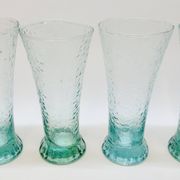 6 verres évasés en verre bleu soufflé bullé texturé pastis / orangeade / eau