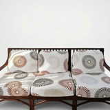 3-seater canapé MAUGRION – Rattan, leather ties – Vintage