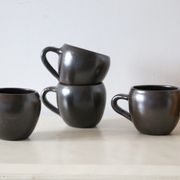 Set of 4 cups of sandstone, handmade pottery, vintage, 1980