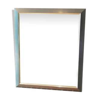 Brushed steel mirror 51x61cm