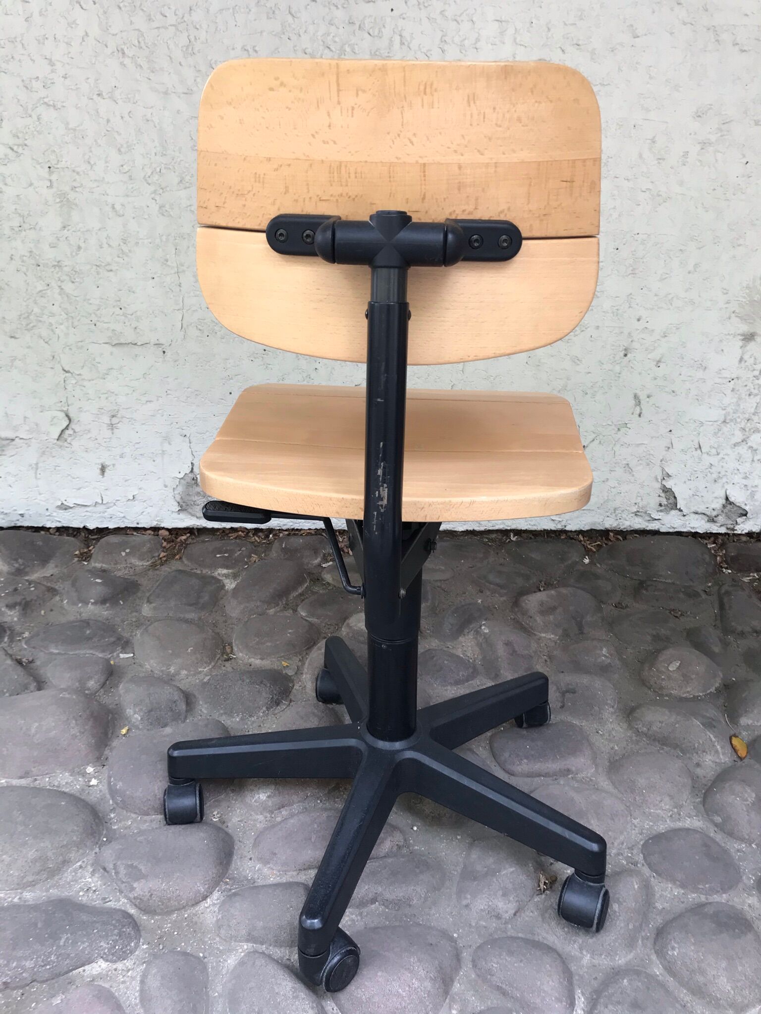 Martin Stoll office chair light wood on wheels
