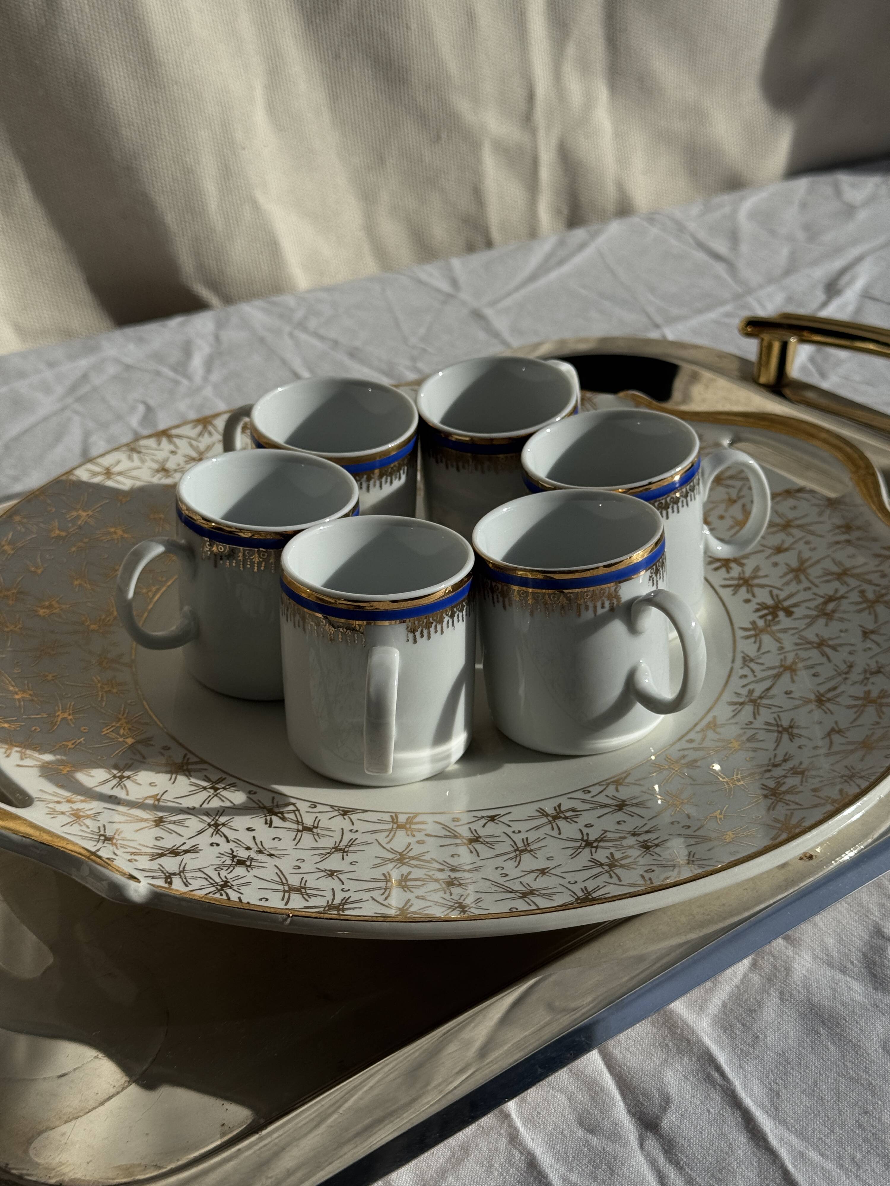 Set of 6 small espresso cups Germer Porcelain, made in Brazil.