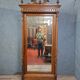 Neo-Gothic mirrored wardrobe in solid walnut – Late 19th century